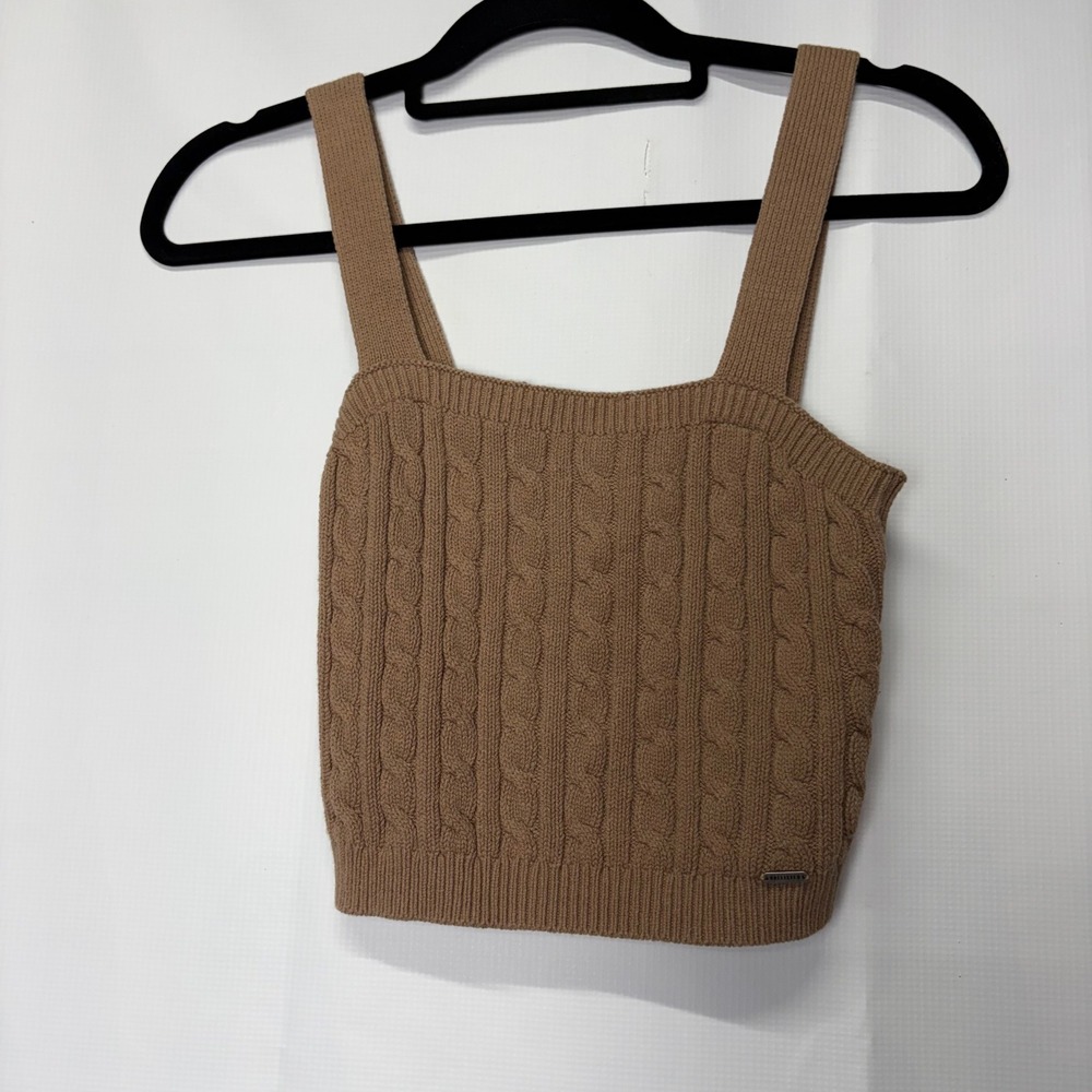 Hollister Cable Knit Tank Top Sleeveless Sweater Cropped Brown Casual‎ Small